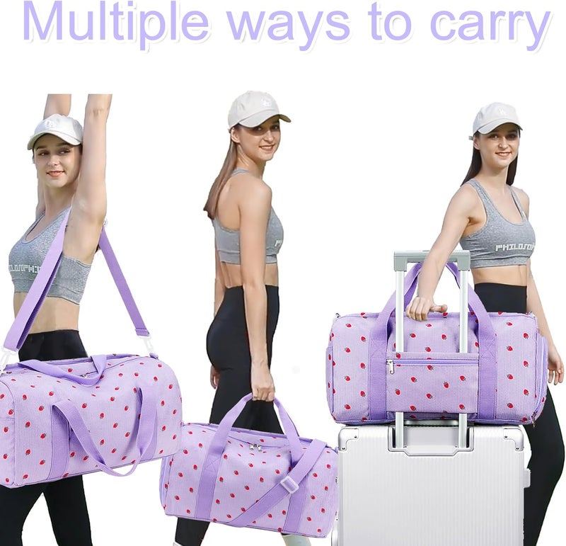 BLUBOON Duffle Bag Girls Kids Cute Gym Bag with Shoes Compartment & Wet Separation Waterproof Sports Overnight Travel Bag - Image 3